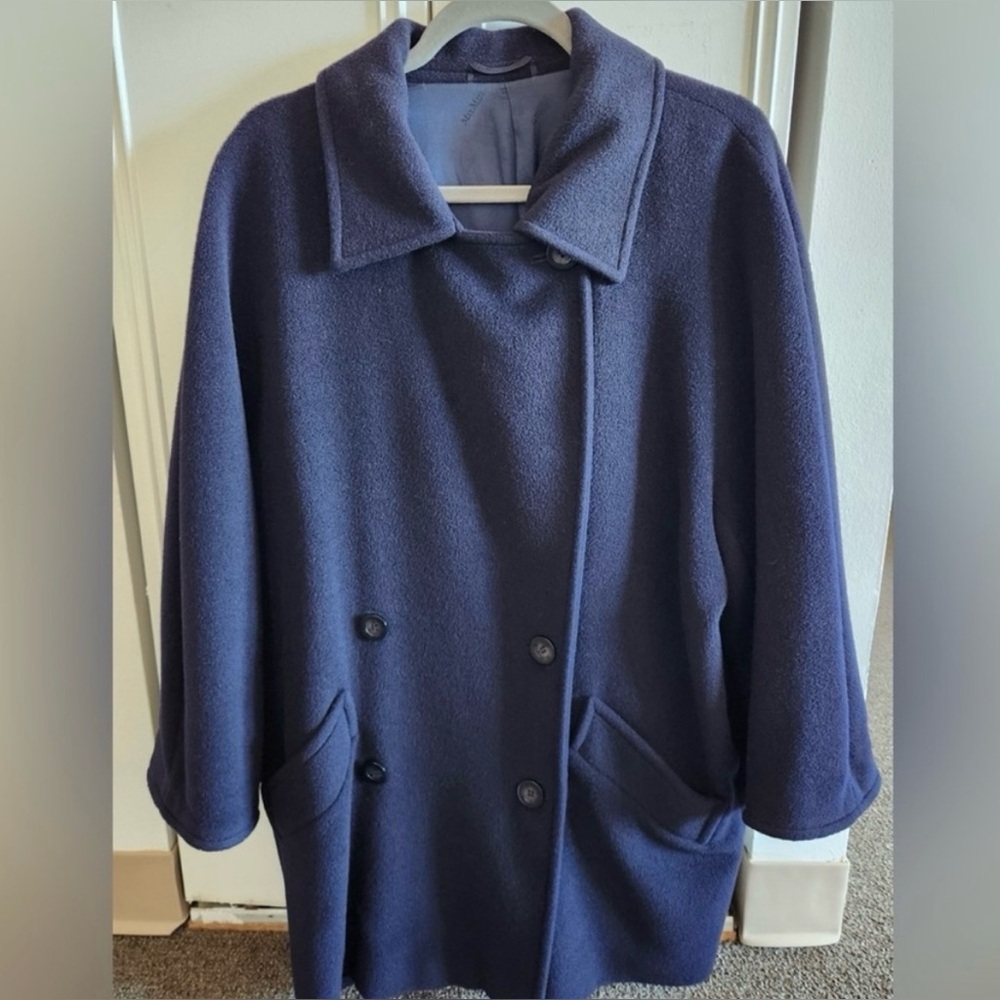 MaxMara 100% Wool Navy Coat